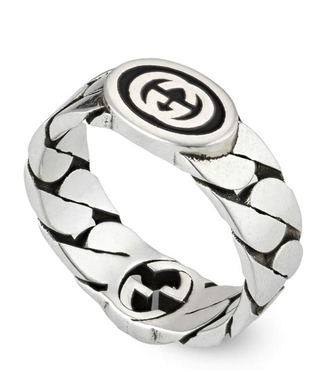 silver gucci ring|Gucci interlocking ring silver.